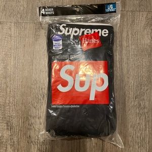 Supreme Hanes Black Boxer Briefs (4 Pack) Size Large